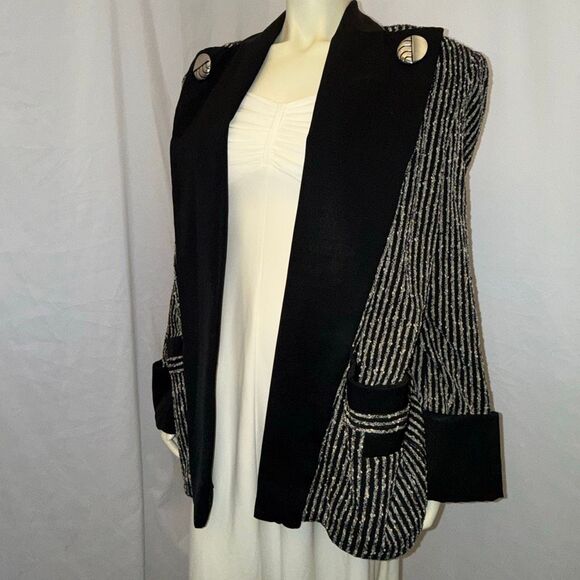 Vintage 1960s La Bonna Avant-Garde Black & Metallic Knit Jacket | Logan-Cache Ut - Picture 11 of 16